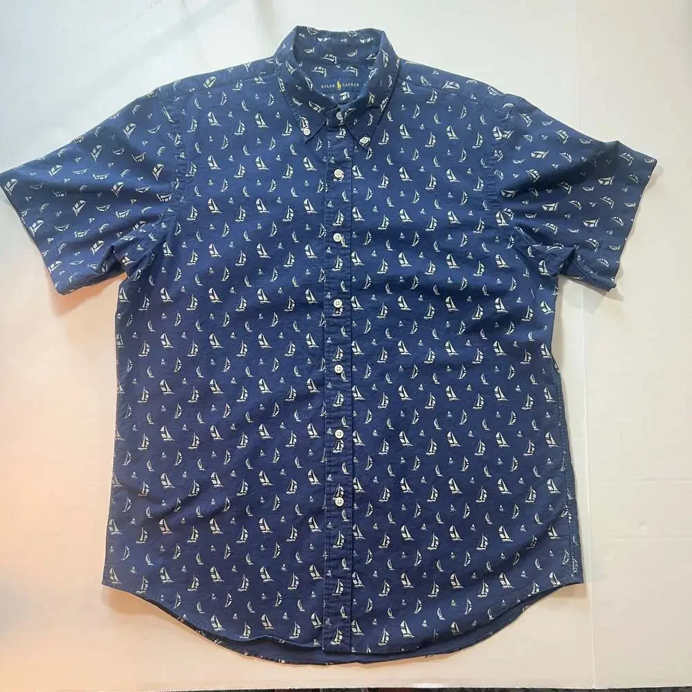 Polo Ralph Lauren Short Sleeve Button Down Shirt w All-Over Sailboat Print Large
